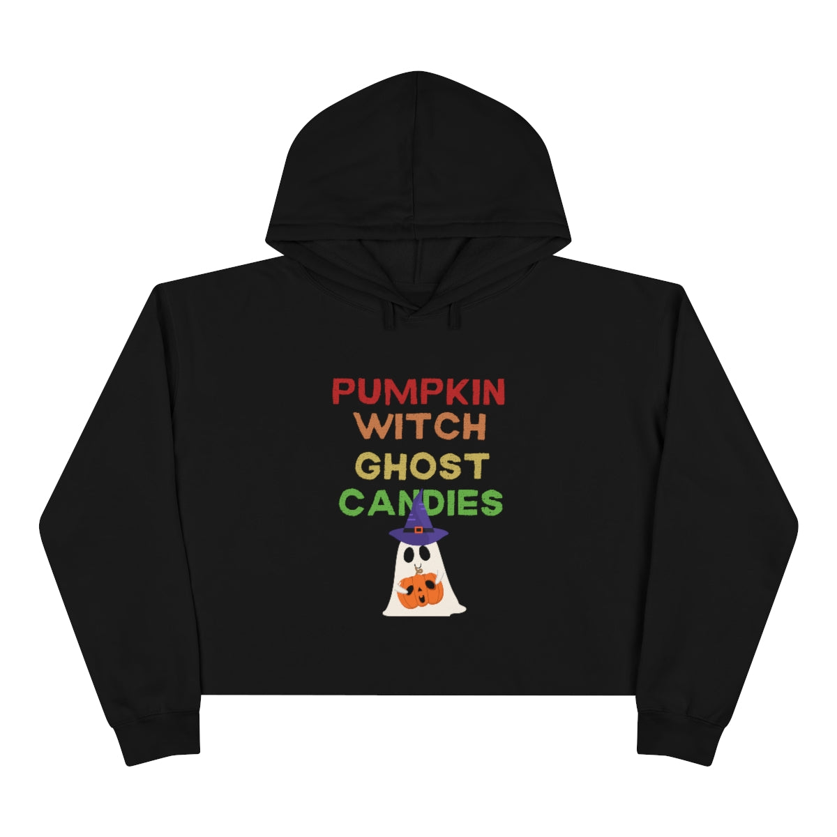 Pumpkin Witch Ghost Candies Crop Hoodie