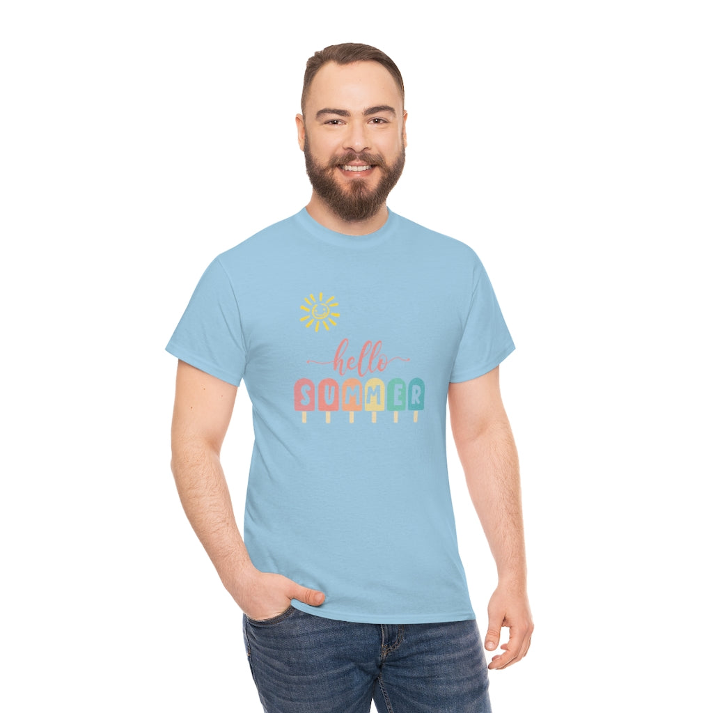 Sunny Hello Summer Unisex Heavy Cotton Tee