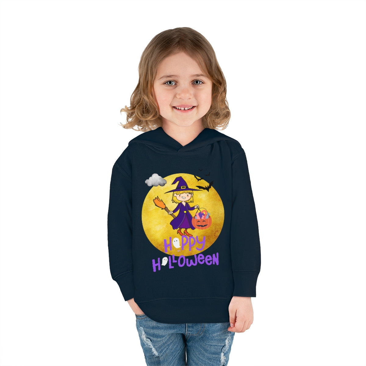 Halloween Witch Girl Toddler Pullover Fleece Hoodie