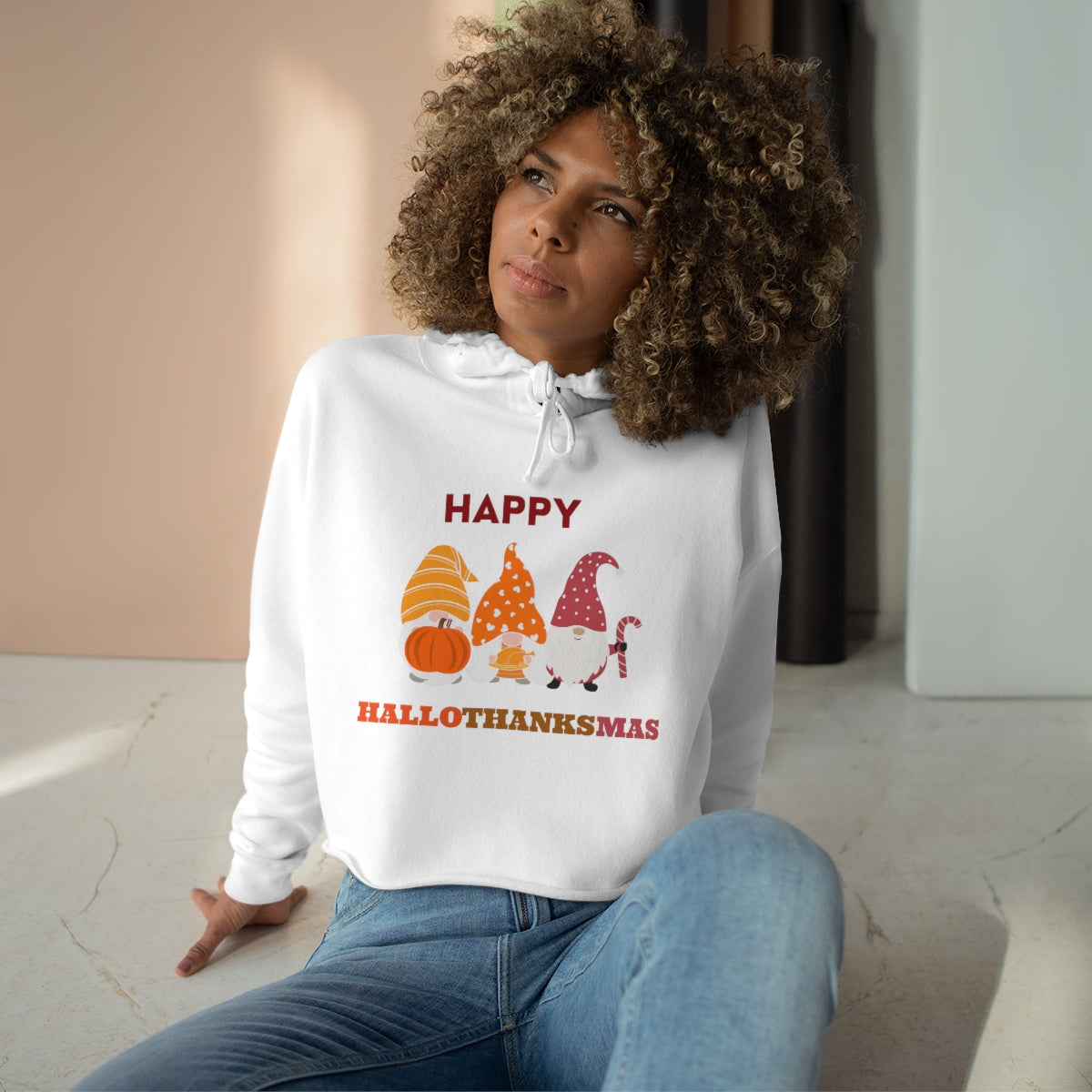 Happy Hallothanksmas Crop Hoodie