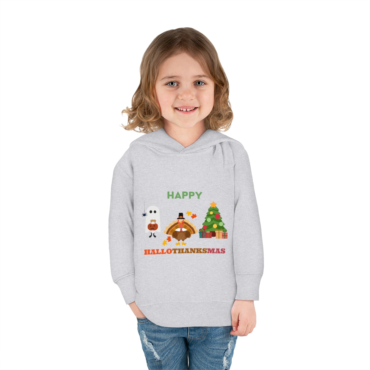 Happy Hallothanksmas Toddler Pullover Fleece Hoodie