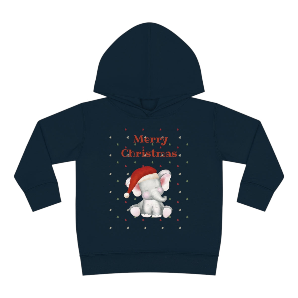Cute Christmas Elephant Toddler Pullover Fleece Hoodie