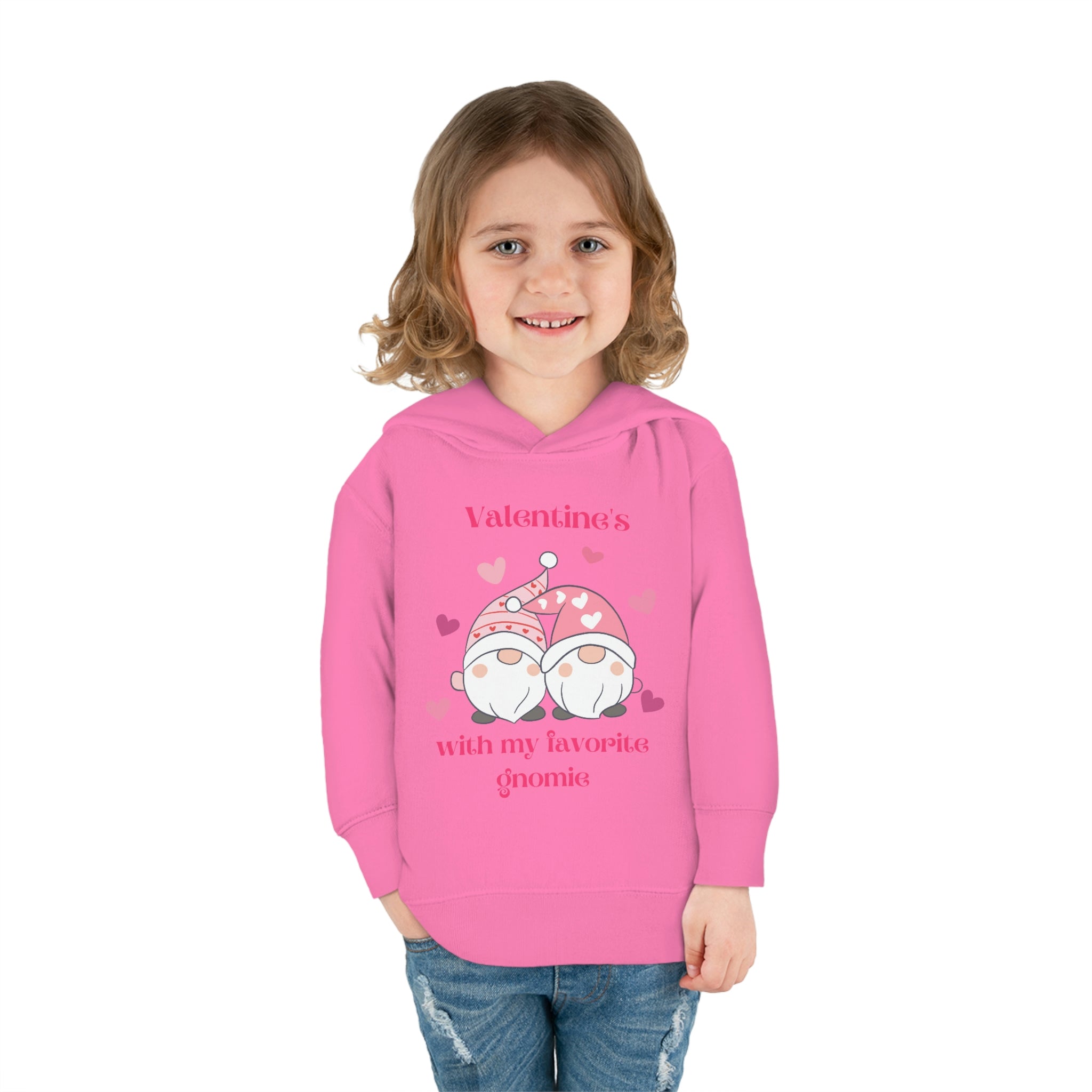 Valentine's With My Favorite Gnomie Toddler Pullover Fleece Hoodie