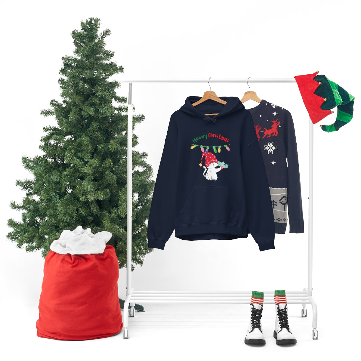 Meowy Christmas Heavy Blend™ Hooded Sweatshirt