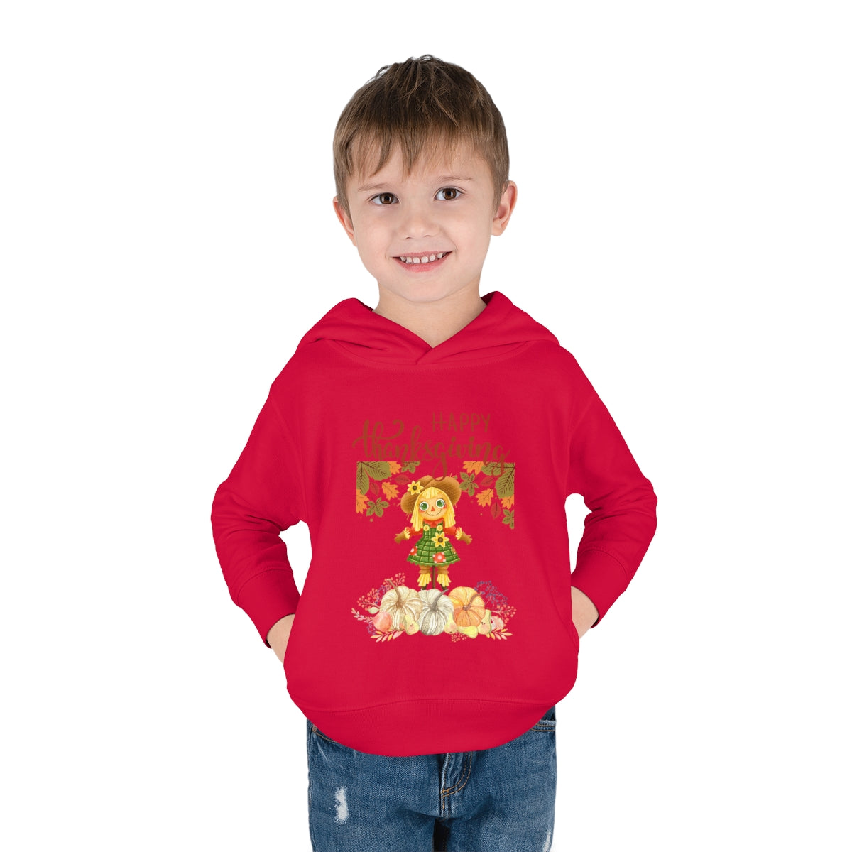 Scarecrow Happy Thanksgiving Toddler Pullover Fleece Hoodie