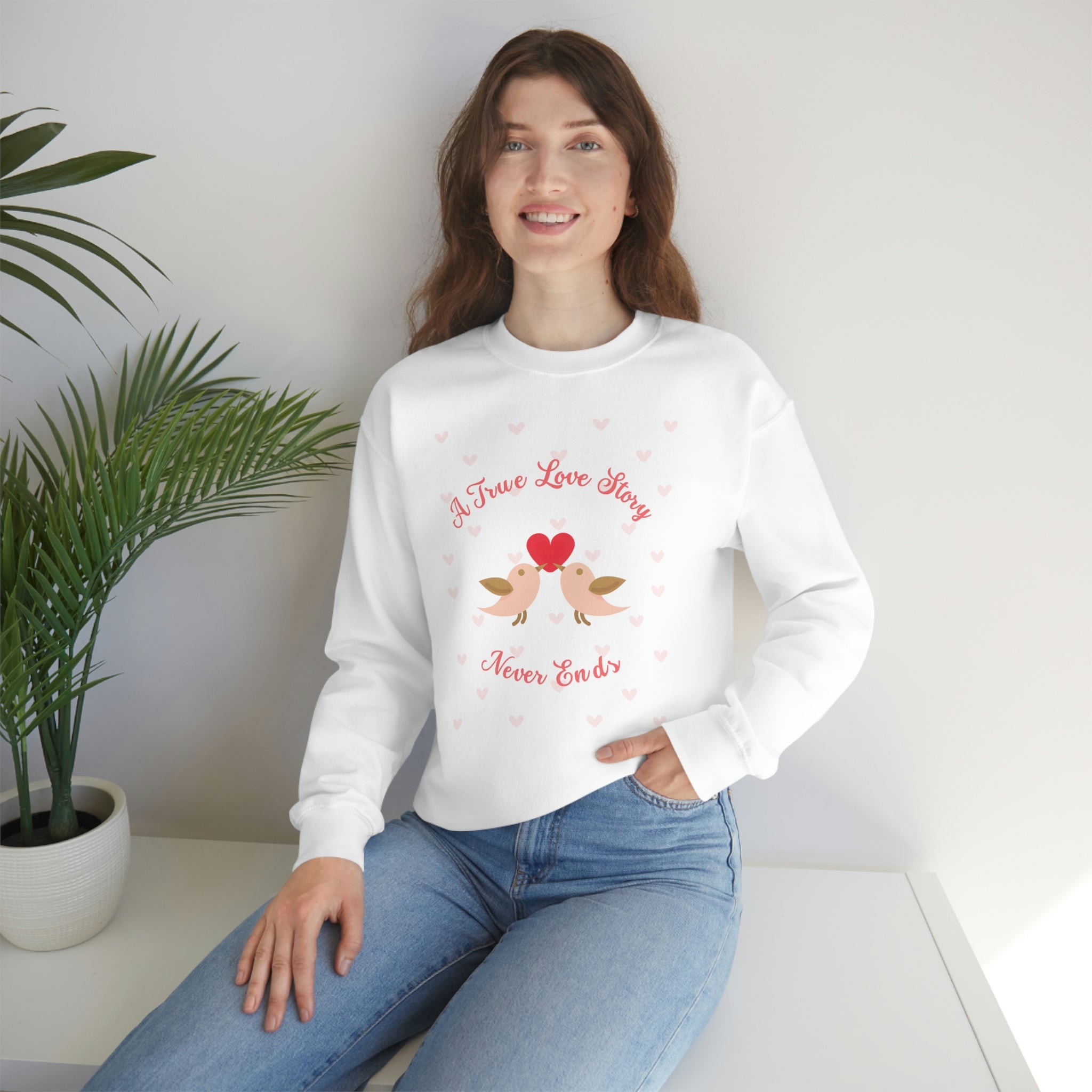 A True Love Story Never Ends Unisex Heavy Blend™ Crewneck Sweatshirt