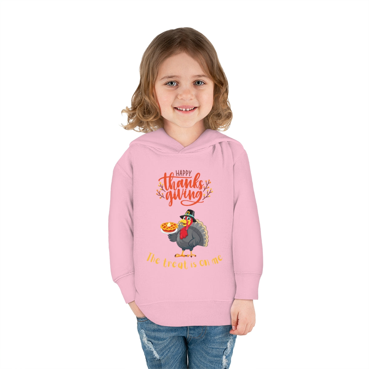Happy Thanksgiving The Treat Is On Me Toddler Pullover Fleece Hoodie