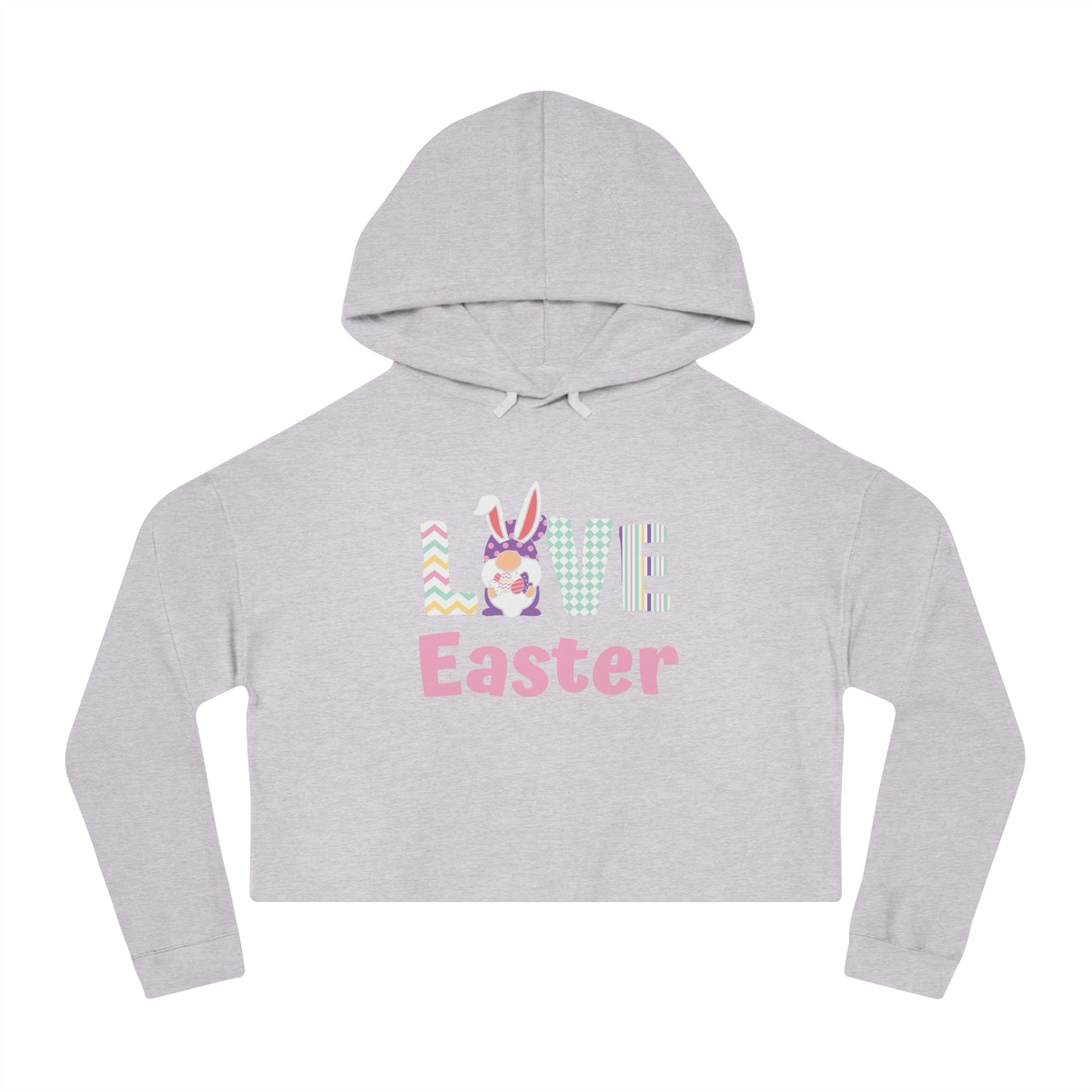 Gnome Love Easter Women’s Cropped Hooded Sweatshirt