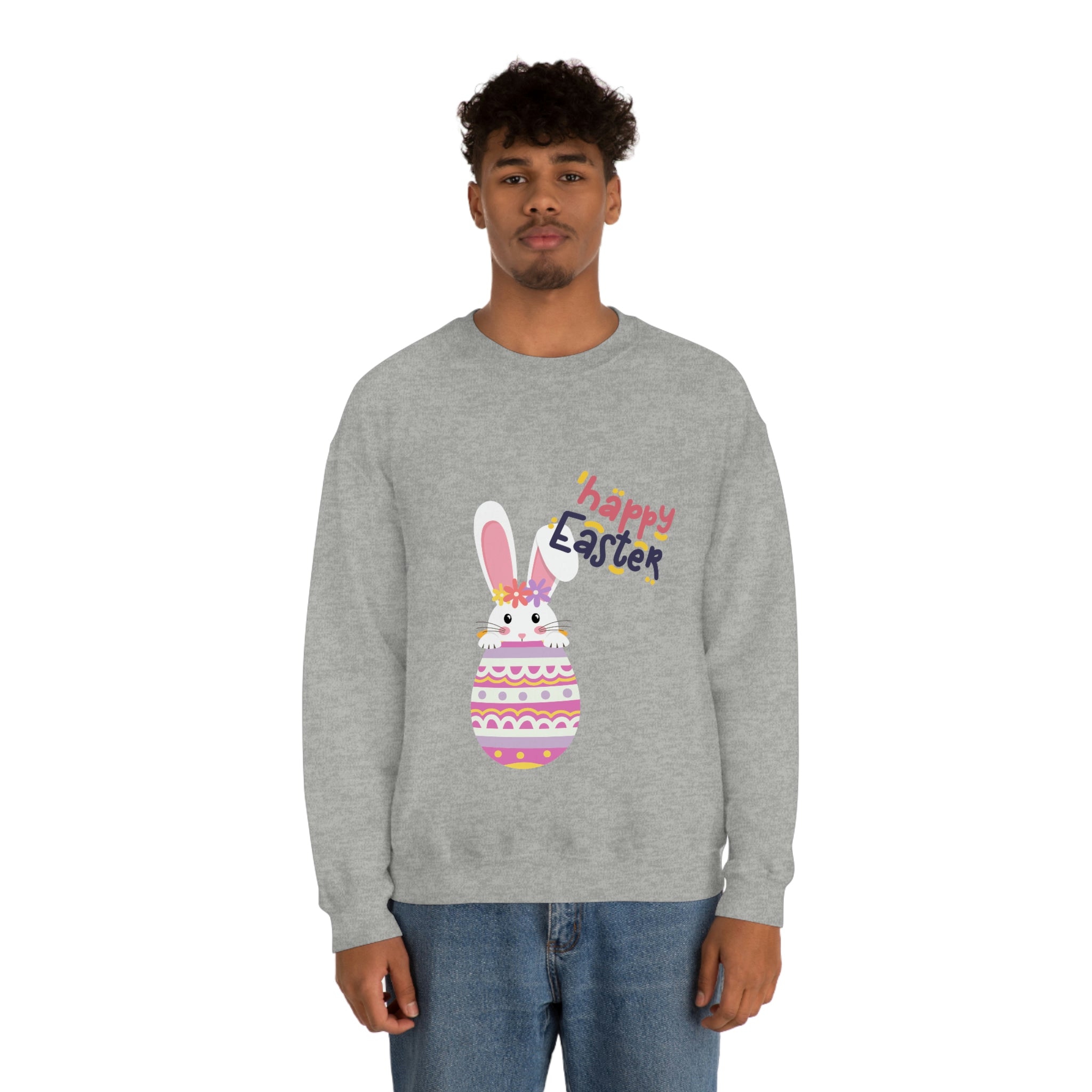 Happy Easter Day Bunny Unisex Heavy Blend™ Crewneck Sweatshirt