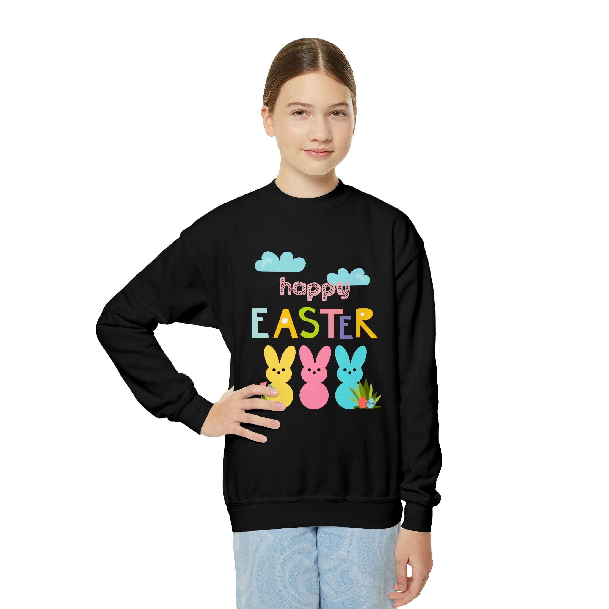 Happy Easter Bunny Youth Crewneck Sweatshirt