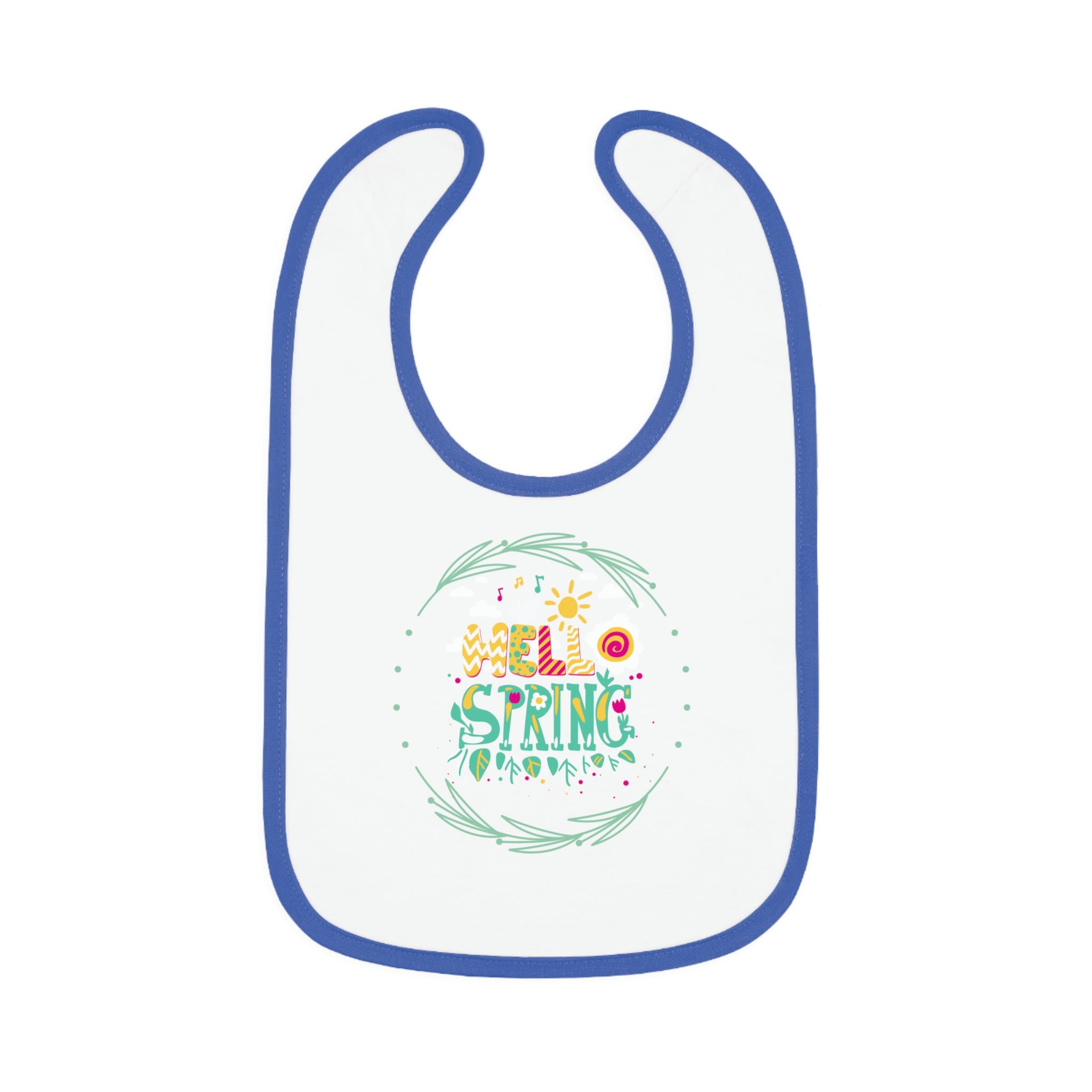 Hello Spring Baby Contrast Trim Jersey Bib