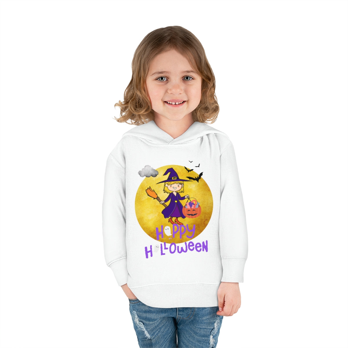 Halloween Witch Girl Toddler Pullover Fleece Hoodie