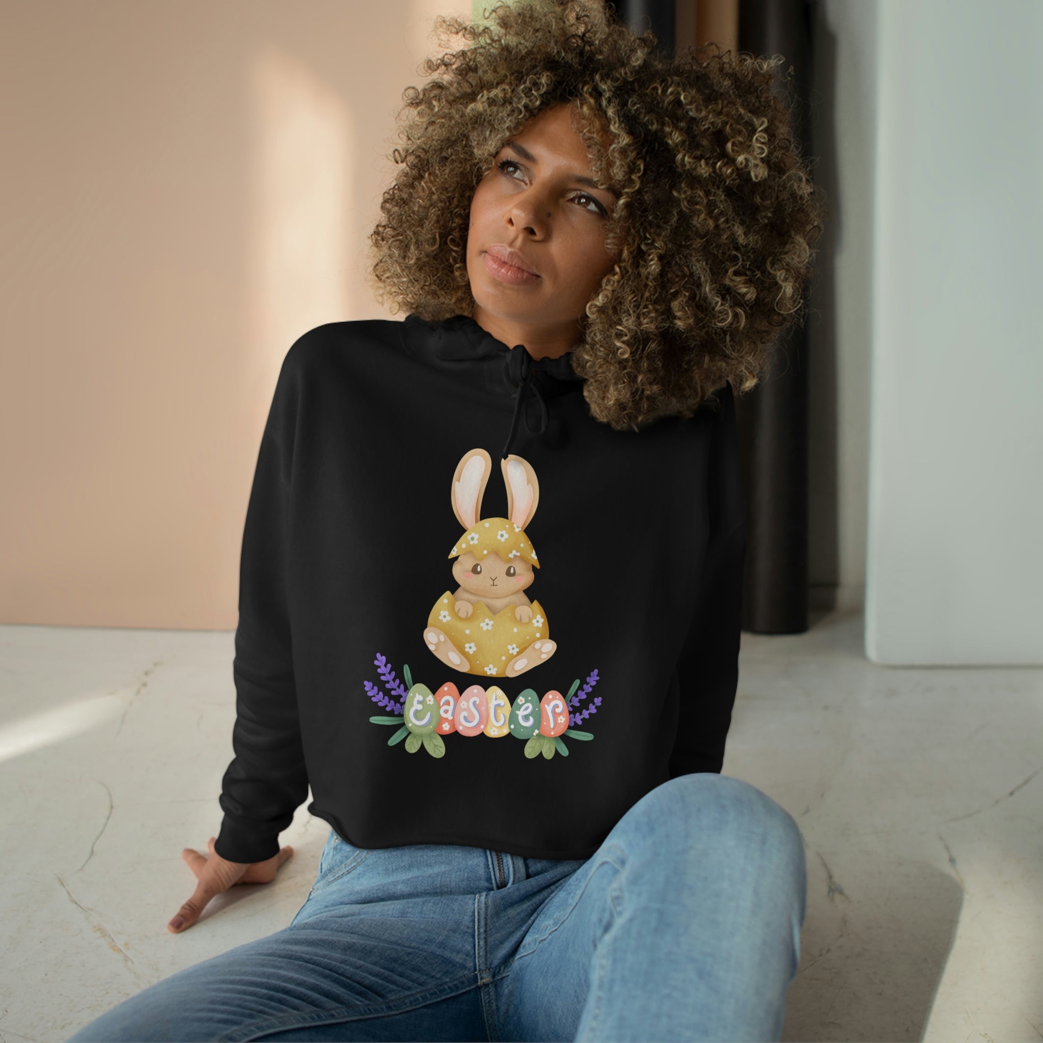 Easter Hunt Is On Crop Hoodie