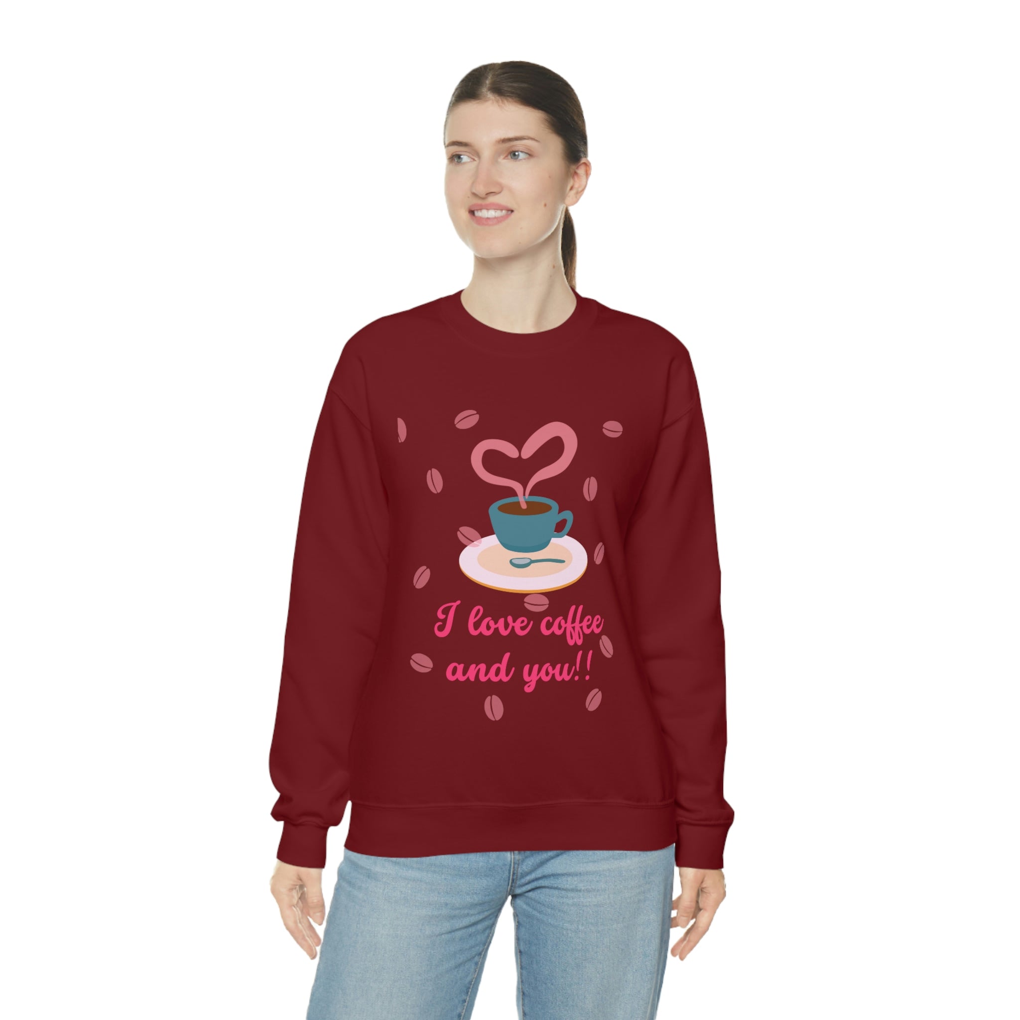 I Love Coffee & You!! Unisex Heavy Blend™ Crewneck Sweatshirt