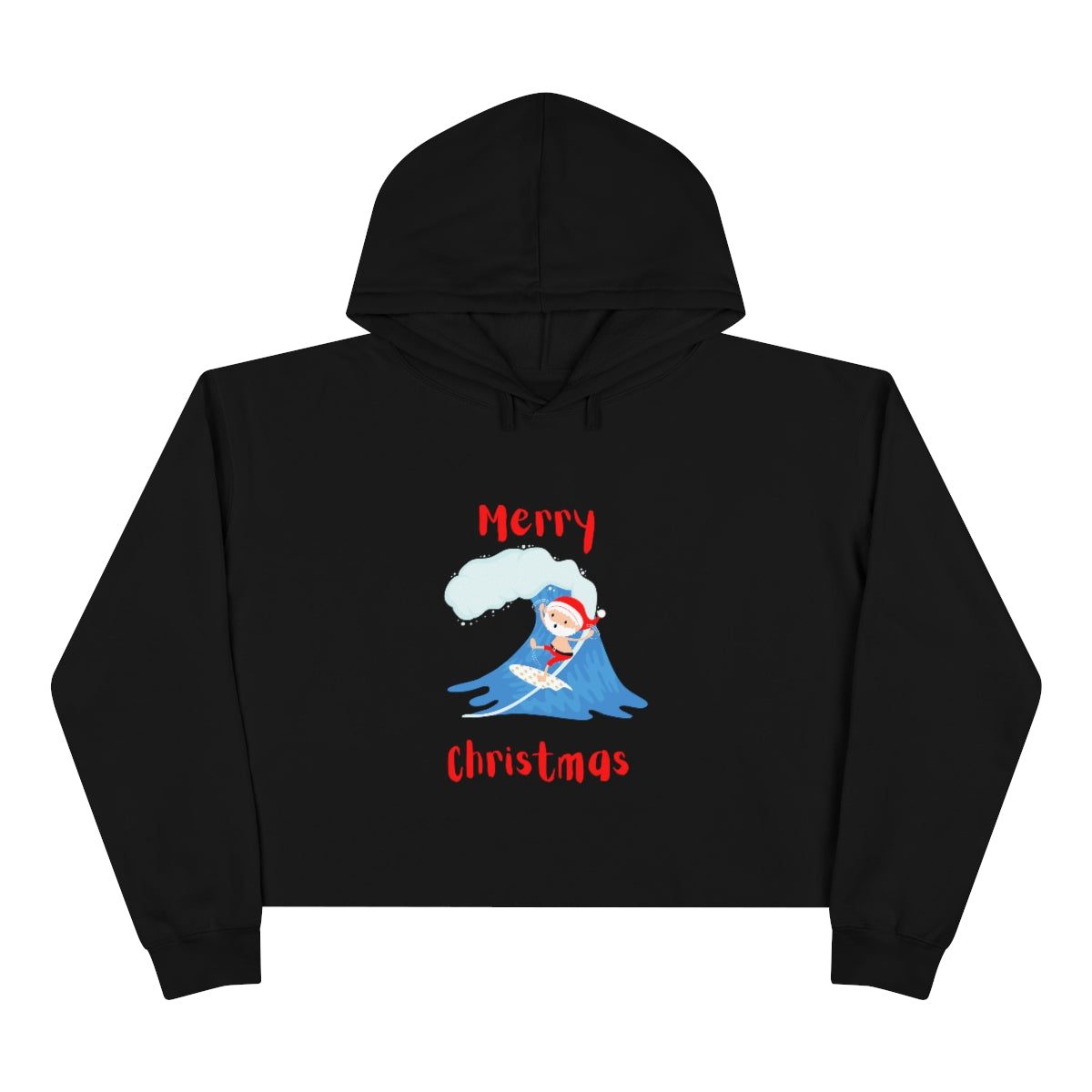 Surfing Santa Crop Hoodie