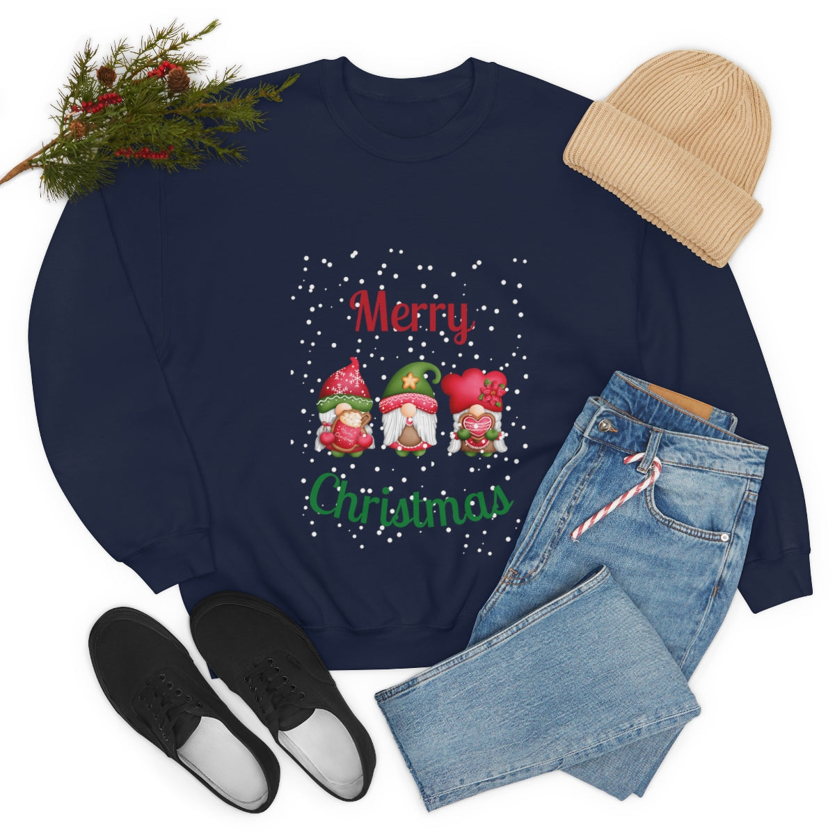 Three Gnomes Merry Christmas Unisex Heavy Blend™ Crewneck Sweatshirt