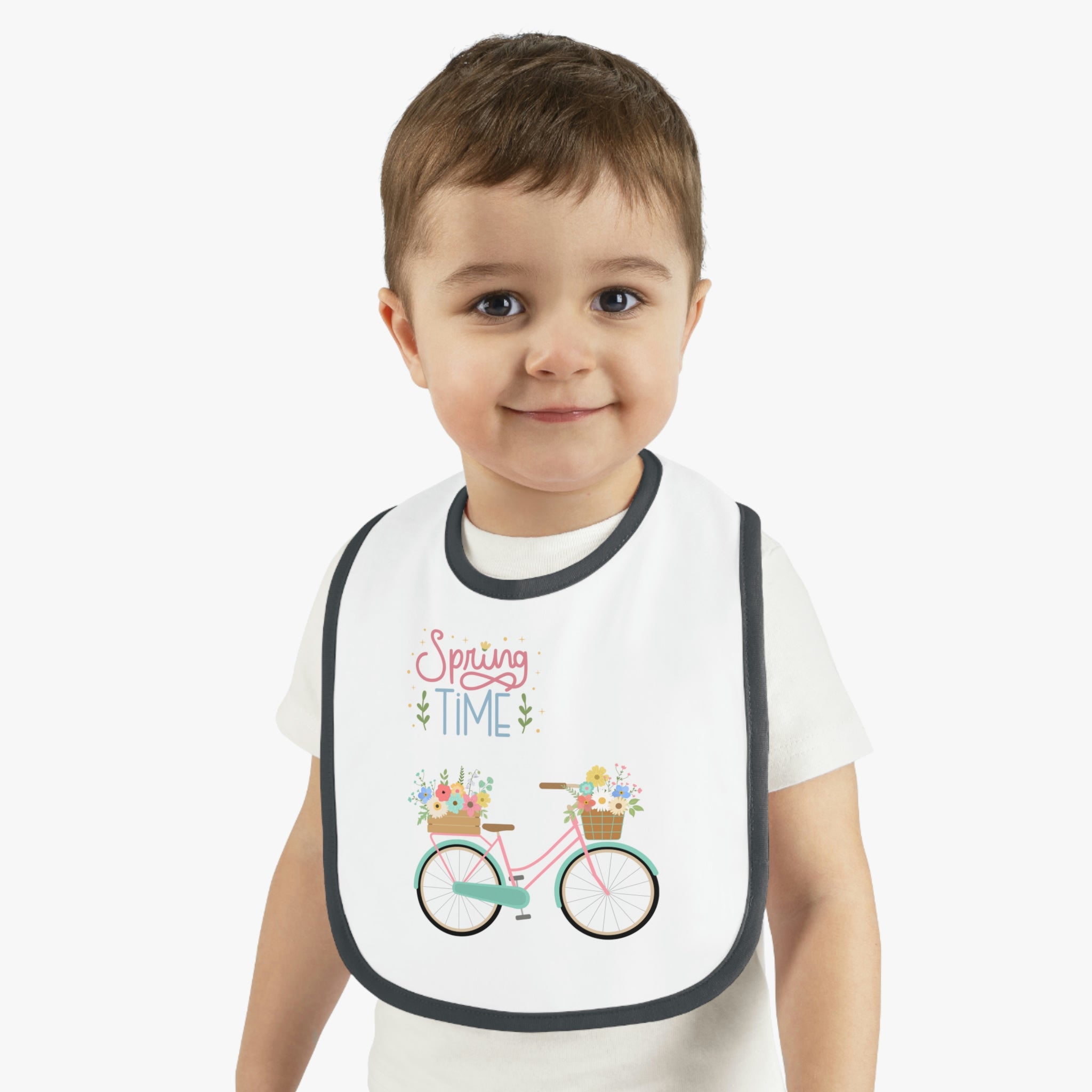 Spring Time Baby Contrast Trim Jersey Bib