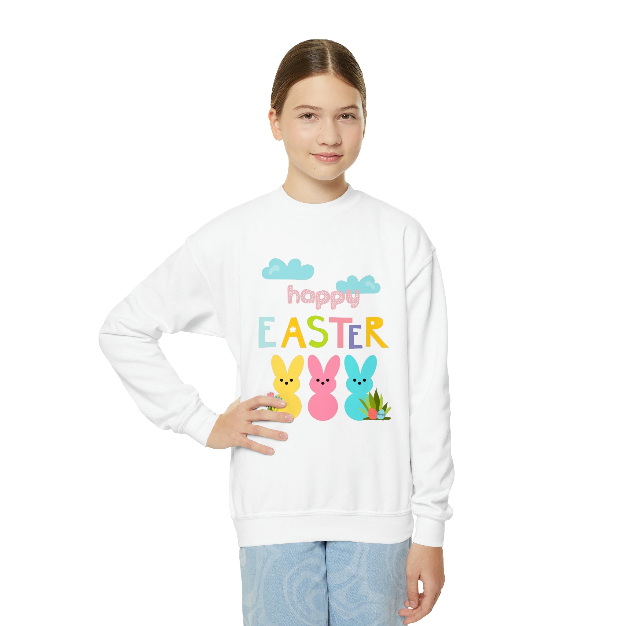 Happy Easter Bunny Youth Crewneck Sweatshirt