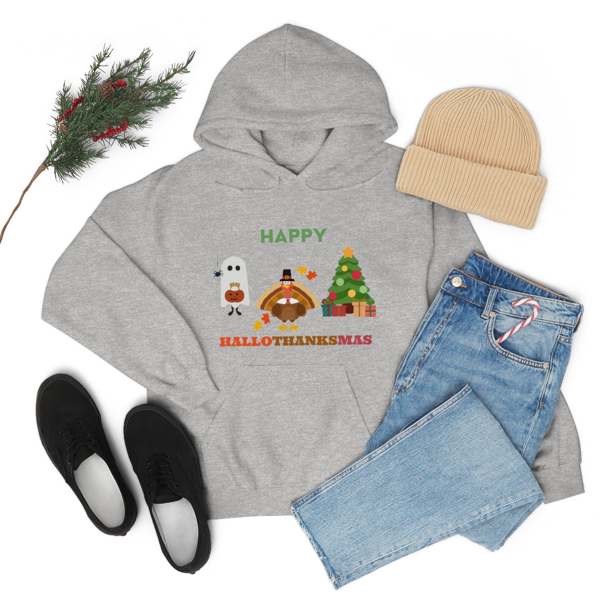 Happy Hallothanksmas Unisex Heavy Blend™ Hooded Sweatshirt