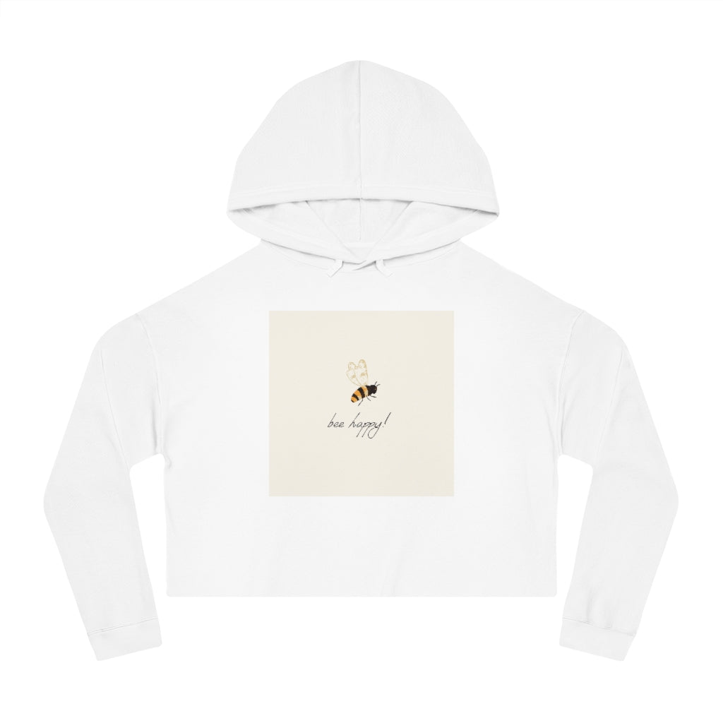 Bee Happy Women’s Cropped Hooded Sweatshirt