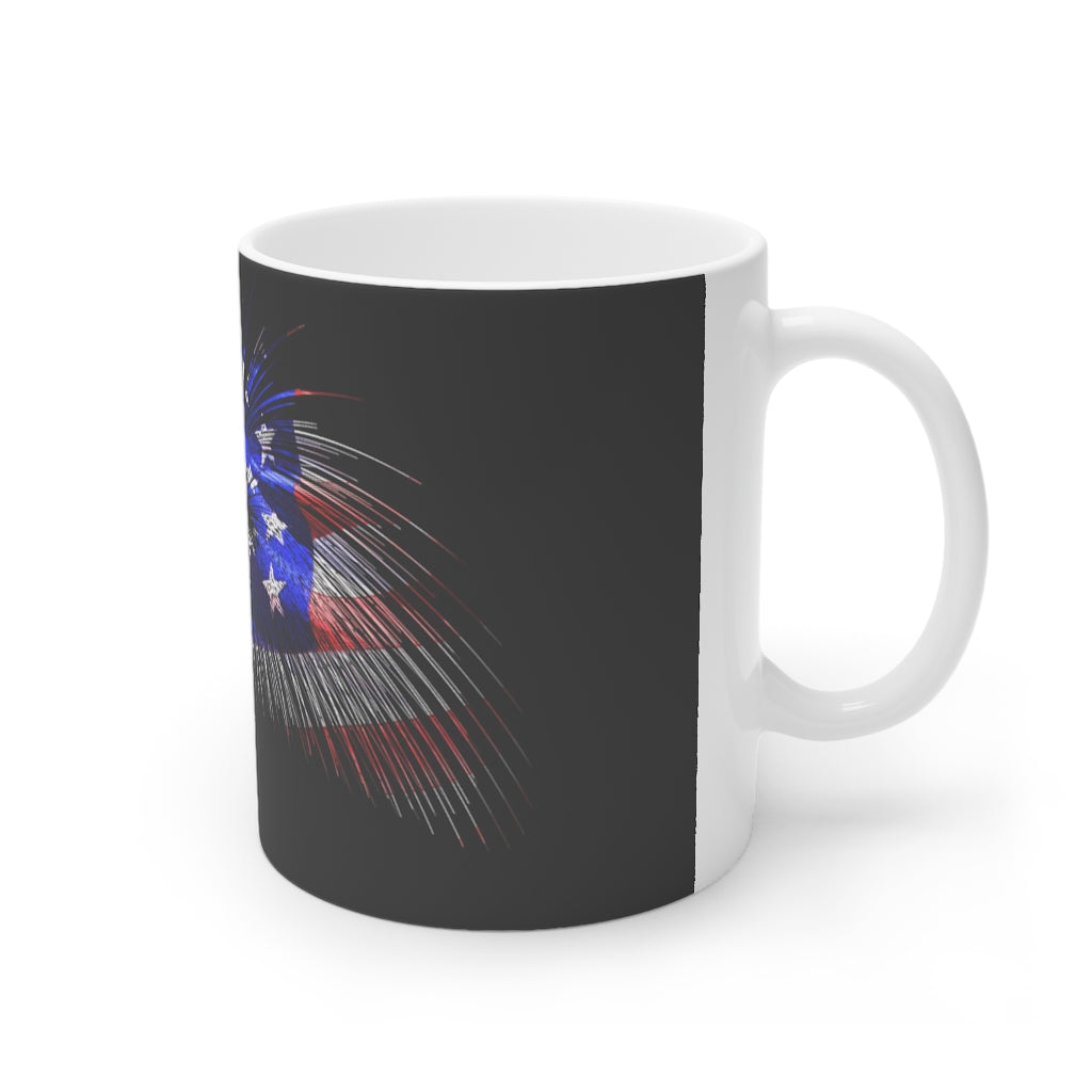 Old Glory White Ceramic Mug, 11oz and 15oz