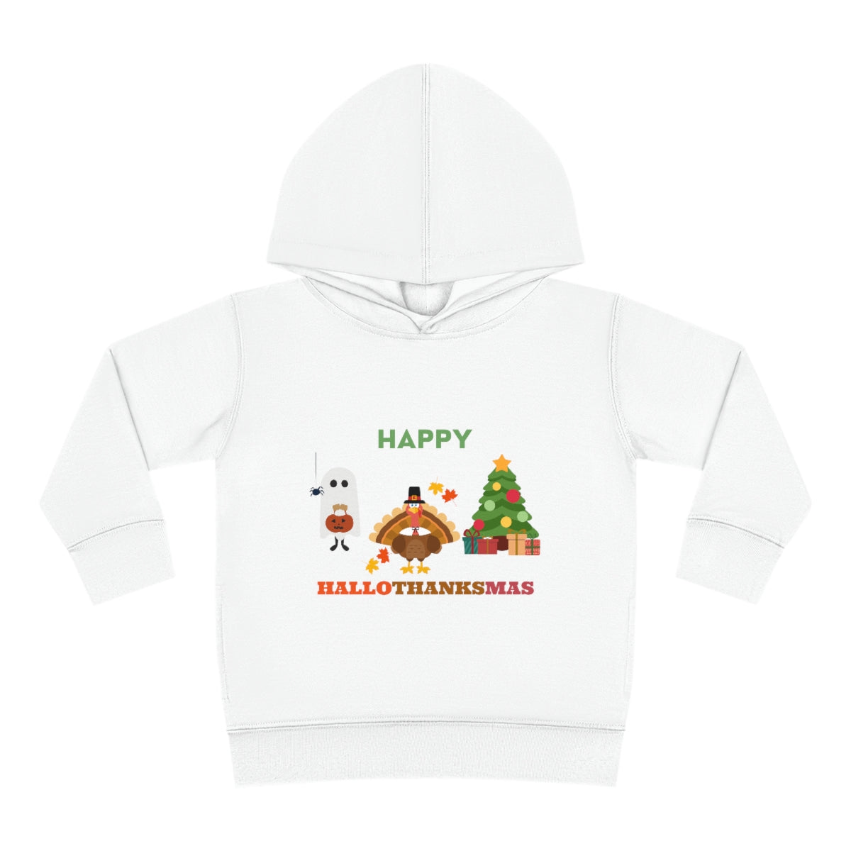 Happy Hallothanksmas Toddler Pullover Fleece Hoodie