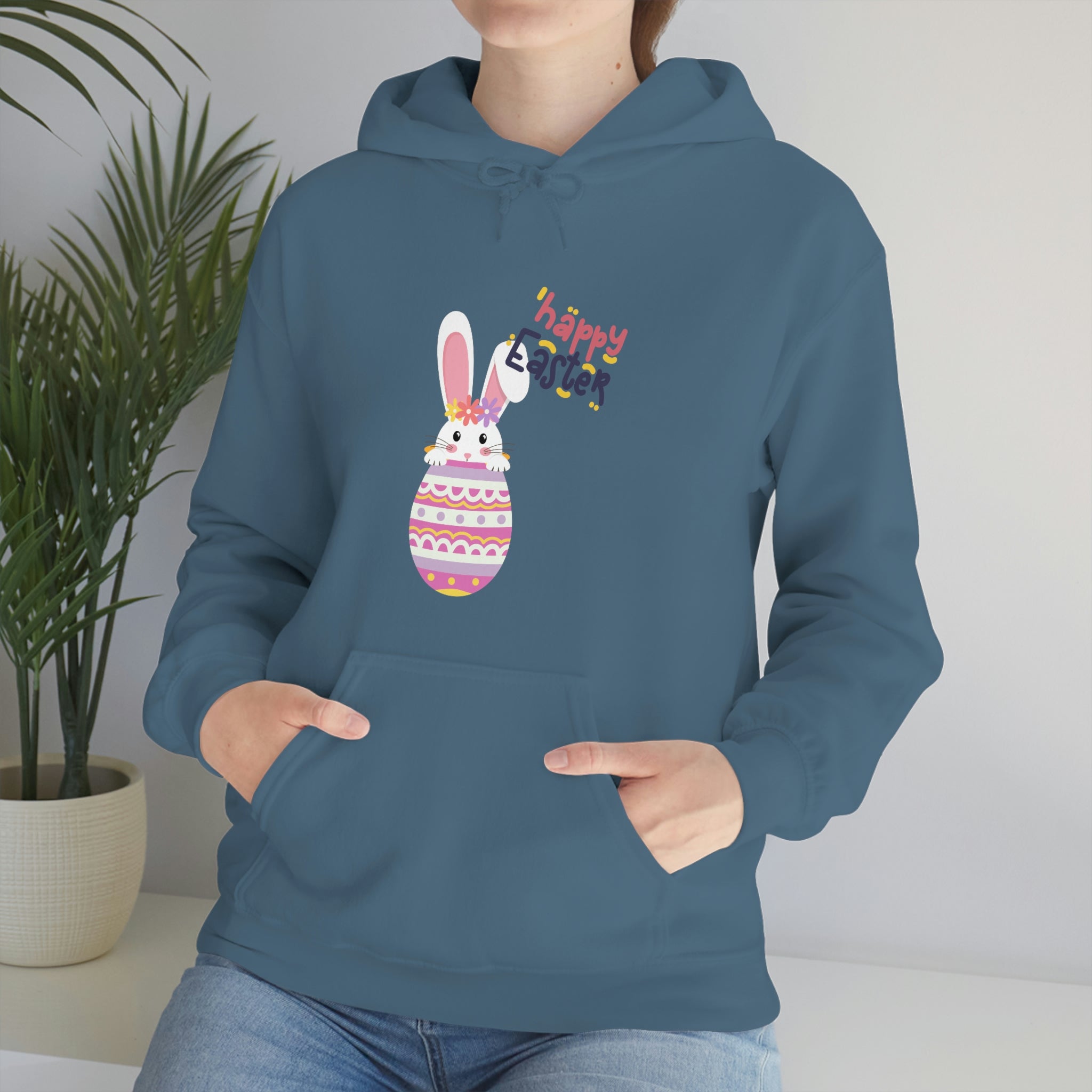 Happy Easter Day Bunny Unisex Heavy Blend™ Hooded Sweatshirt