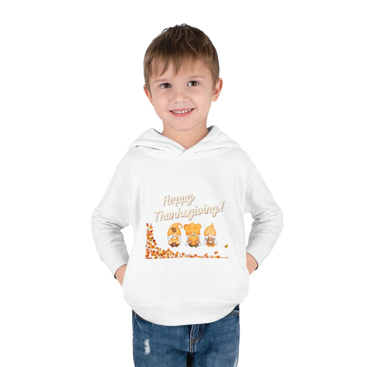 Happy Thanksgiving Gnome Toddler Pullover Fleece Hoodie