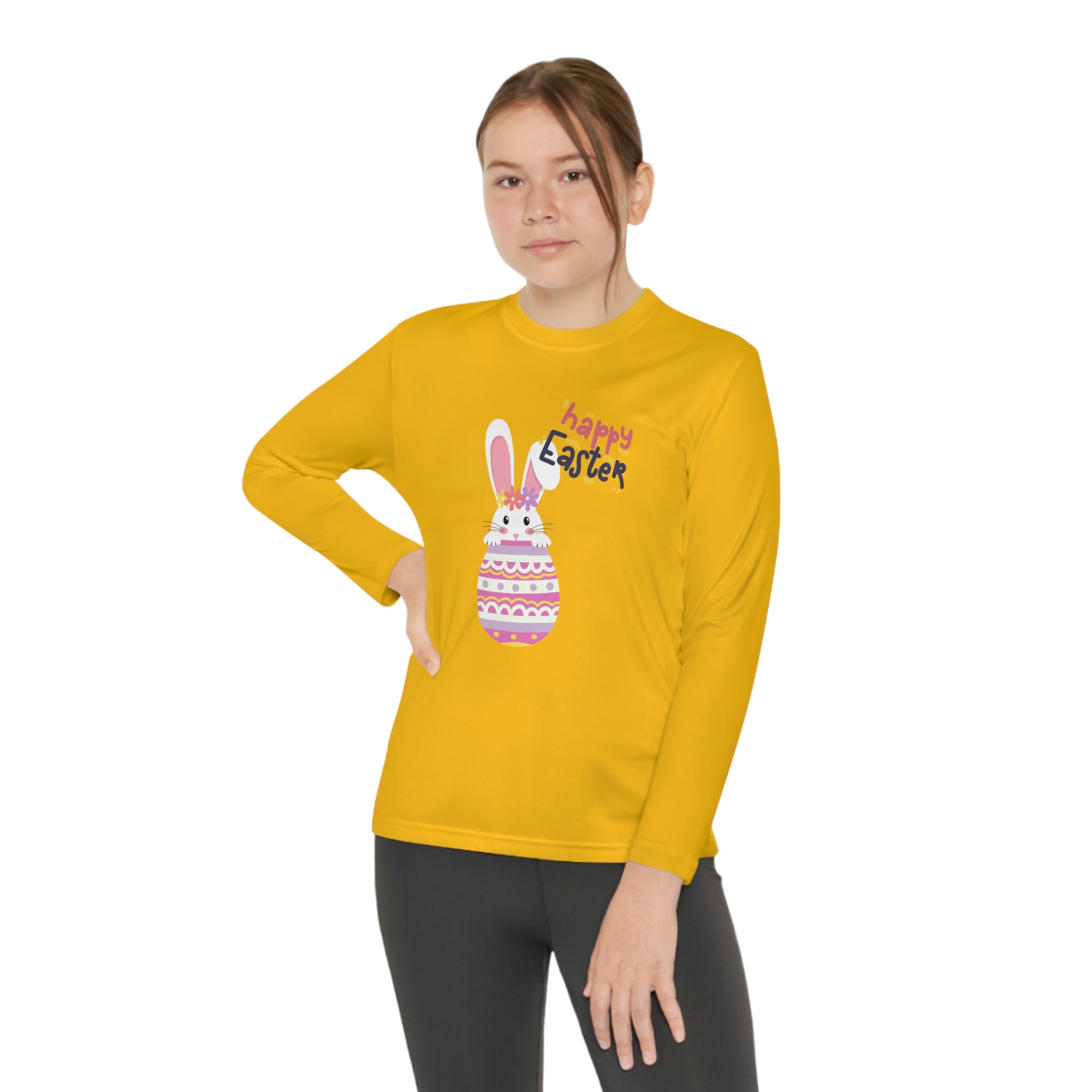 Happy Easter Day Bunny Youth Long Sleeve Competitor Tee