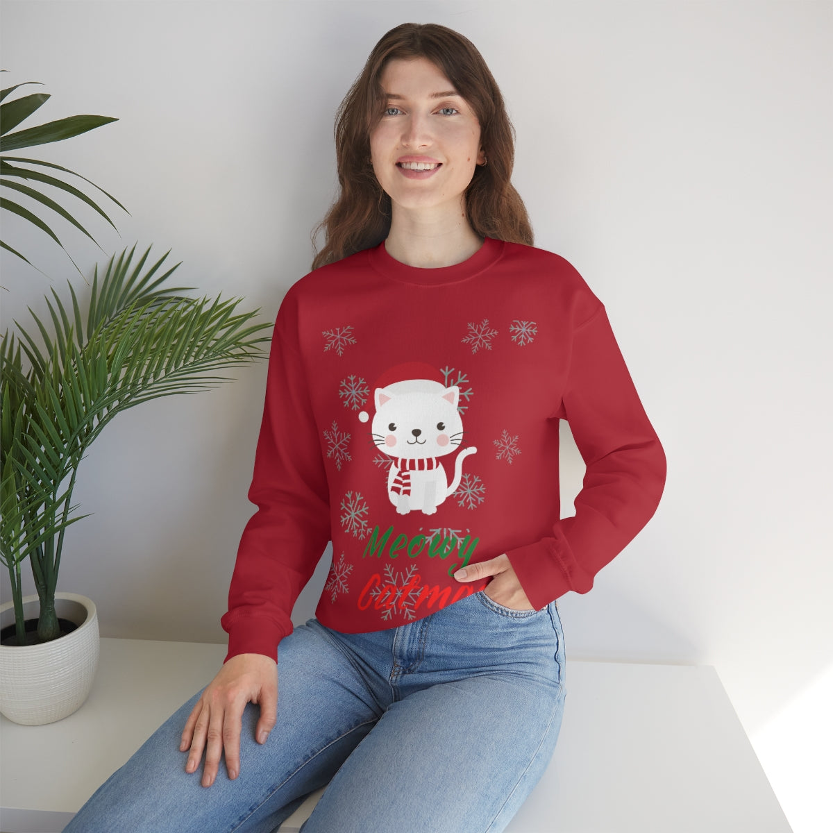 Meowy Catmas Unisex Heavy Blend™ Crewneck Sweatshirt