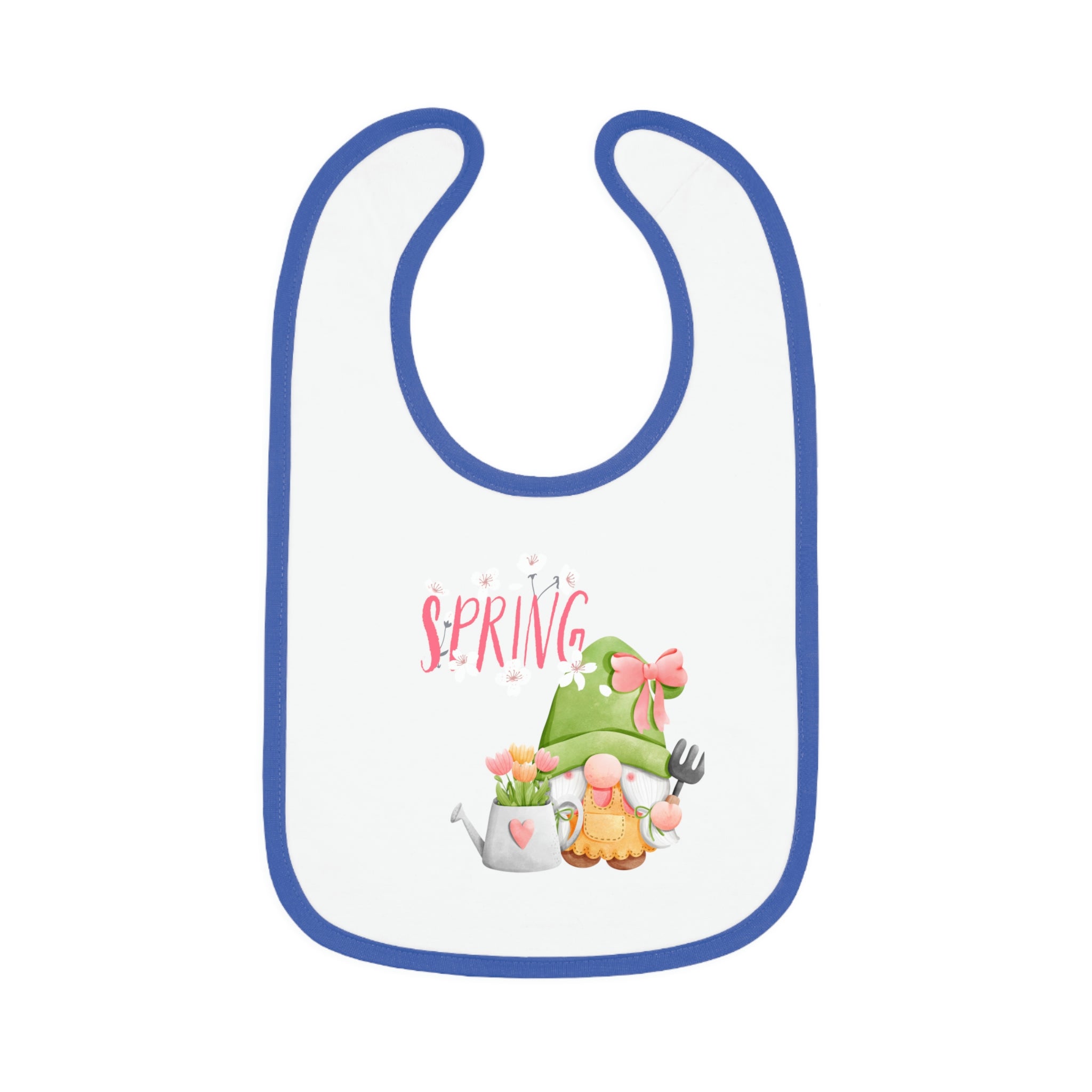 Gnome Happy Spring Baby Contrast Trim Jersey Bib