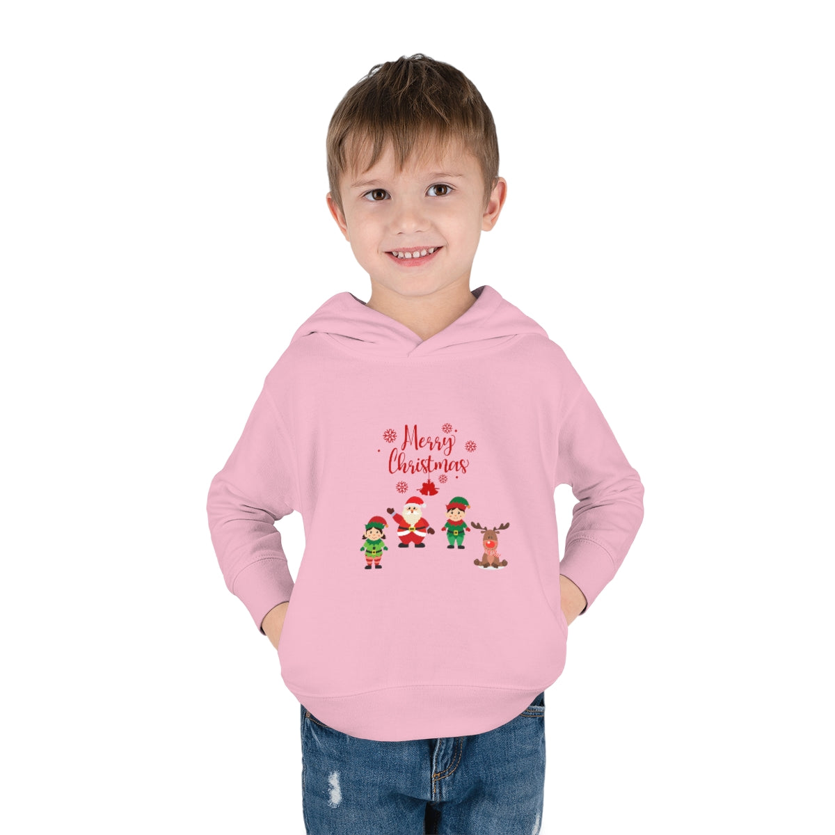Merry Christmas From Santa & Helpers Toddler Pullover Fleece Hoodie