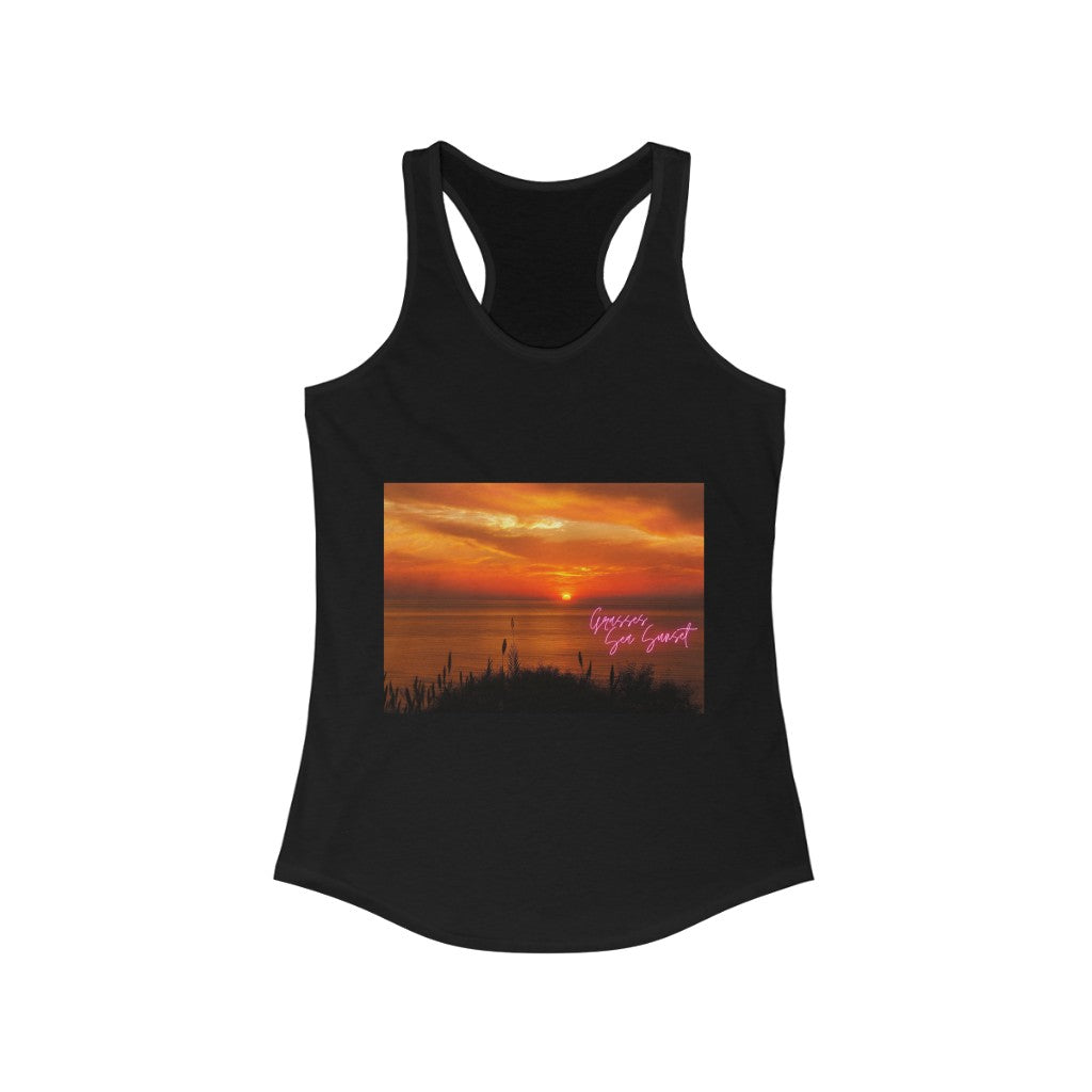 Grasses Sea Sunset Women's Ideal Racerback Tank