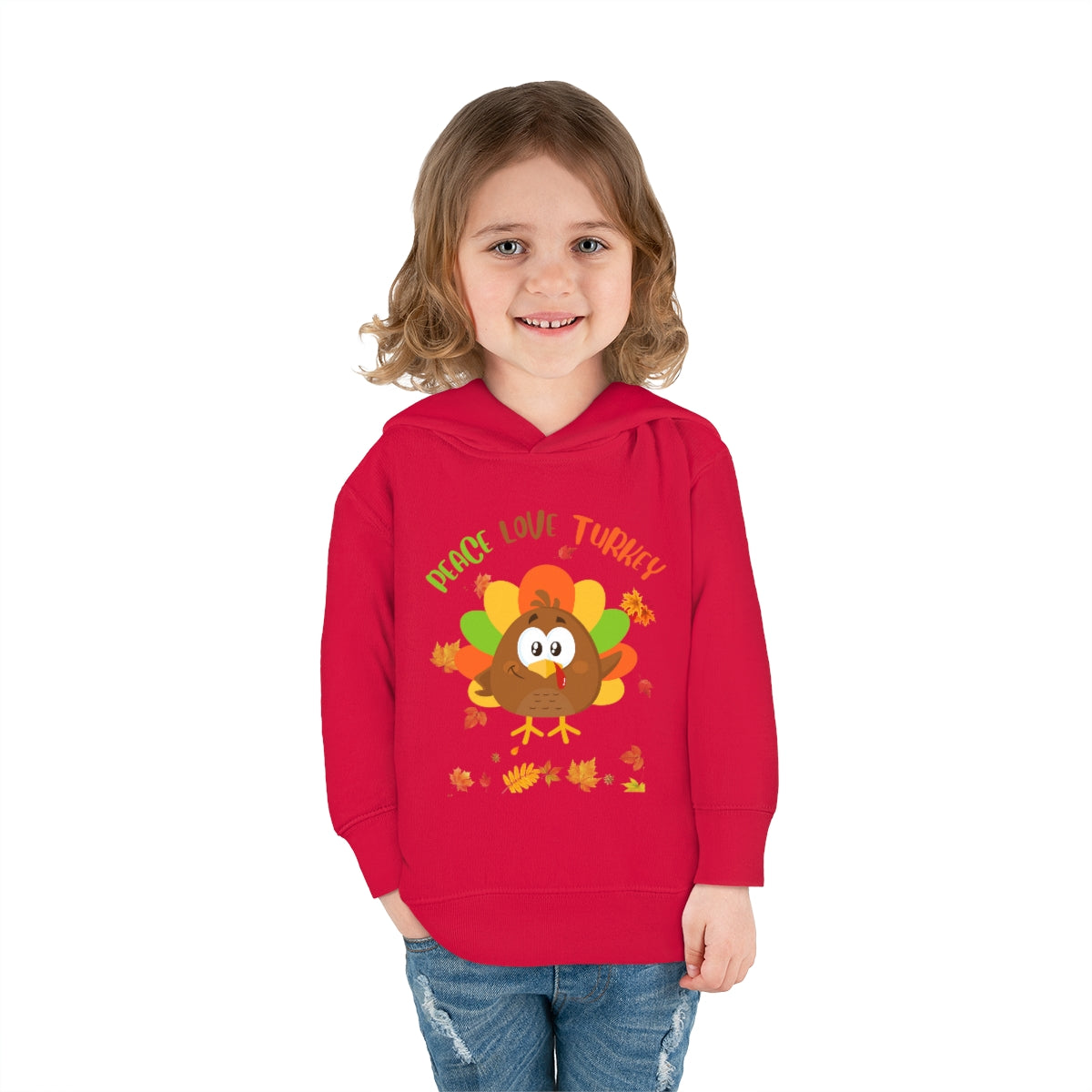 Peace Love Turkey Toddler Pullover Fleece Hoodie