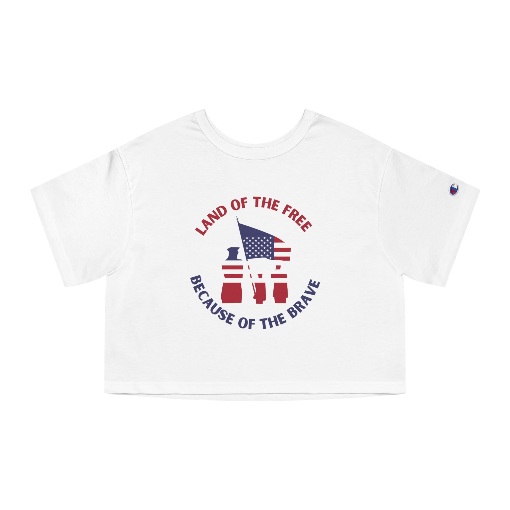 Memorial Day  Land Of The Free Champion Women's Heritage Cropped T-Shirt