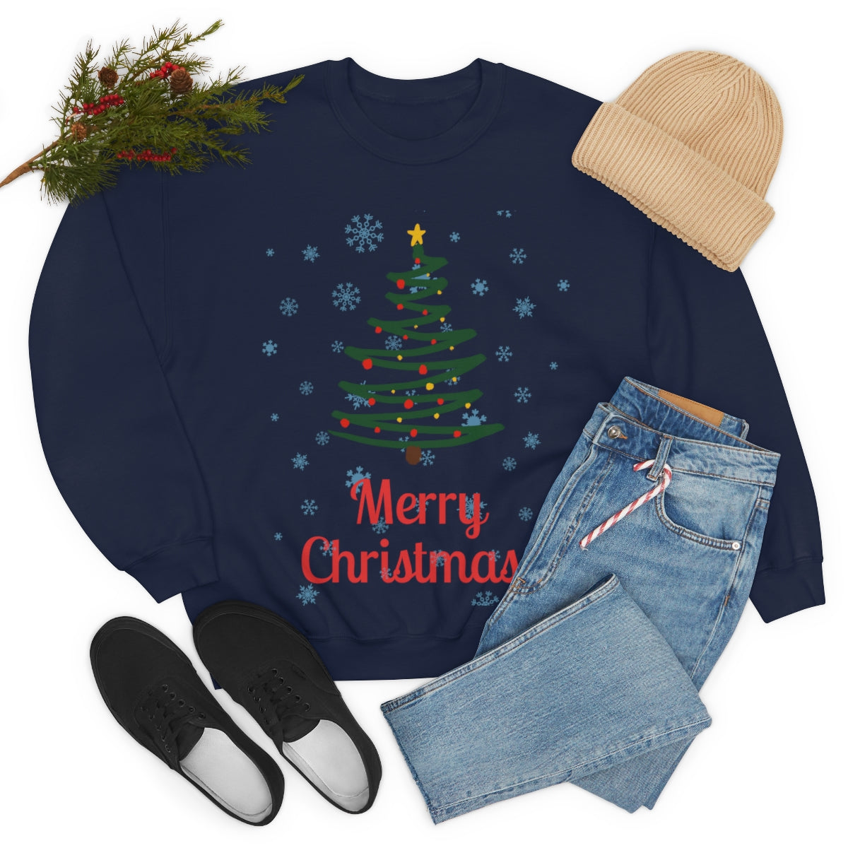 Merry Christmas Tree Unisex Heavy Blend™ Crewneck Sweatshirt