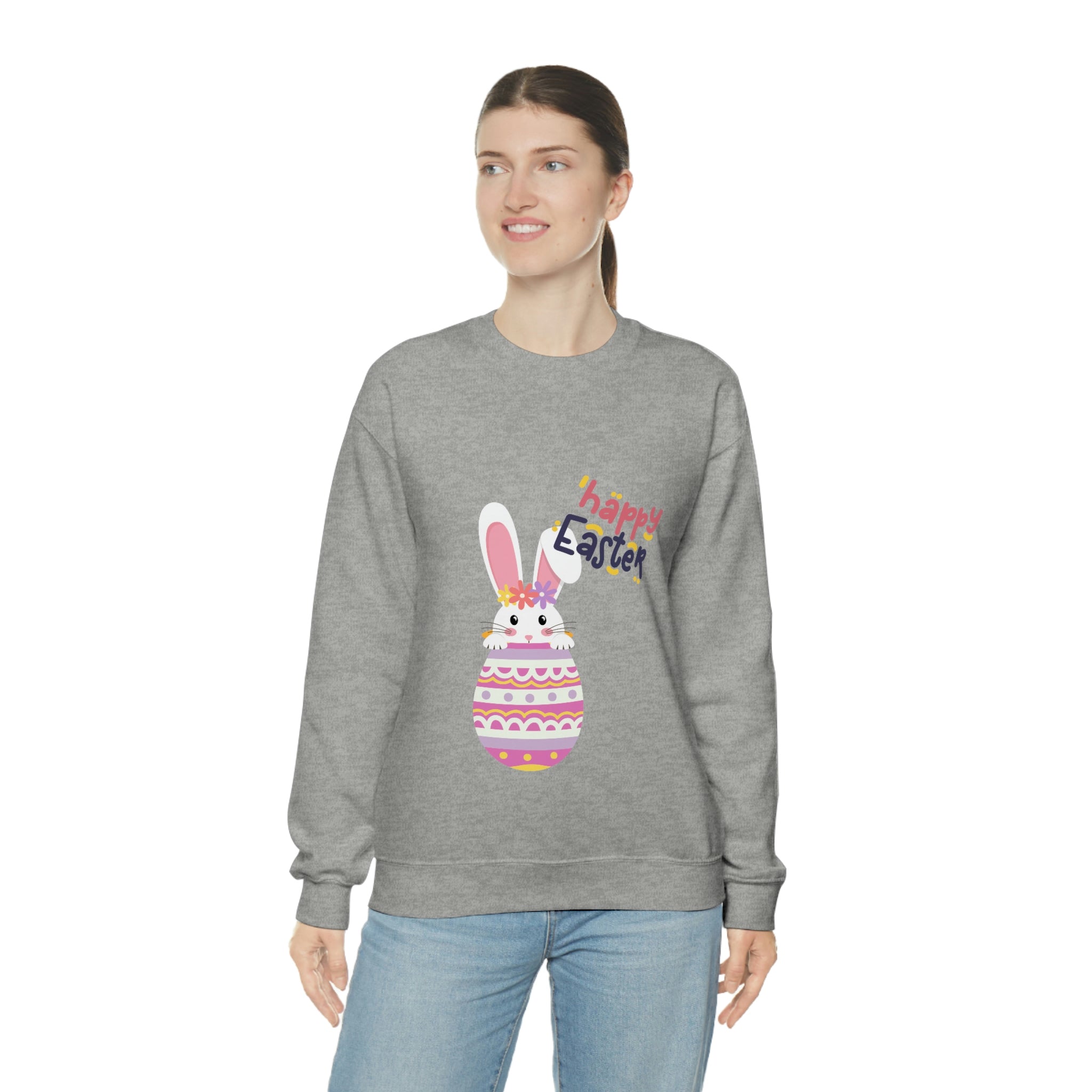 Happy Easter Day Bunny Unisex Heavy Blend™ Crewneck Sweatshirt