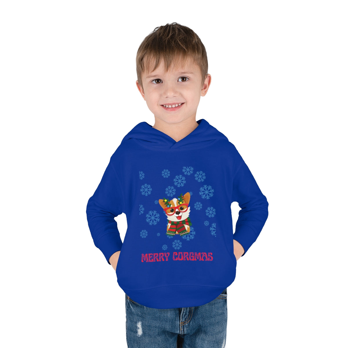 Merry Corgmas Toddler Pullover Fleece Hoodie