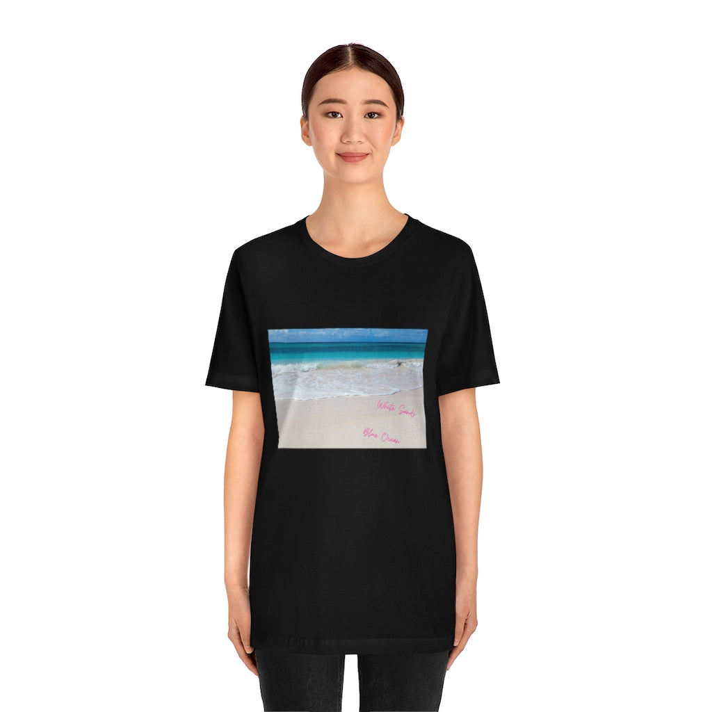 White Sands Blue Ocean Unisex Jersey Short Sleeve Tee