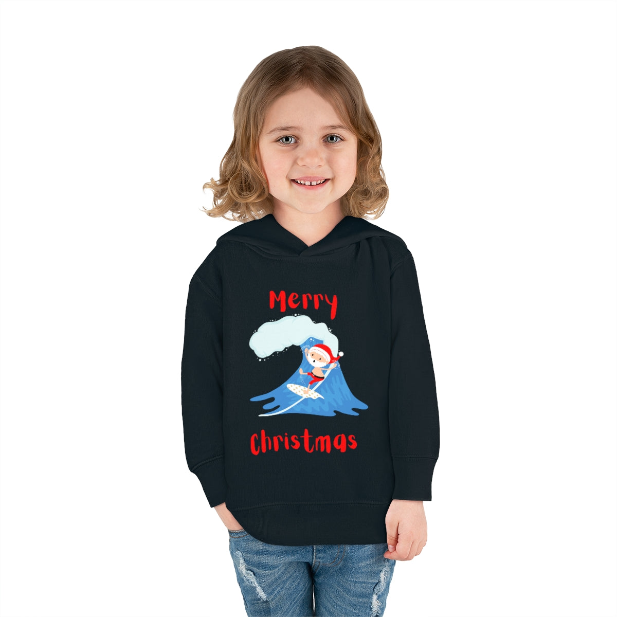 Surfing Santa Toddler Pullover Fleece Hoodie