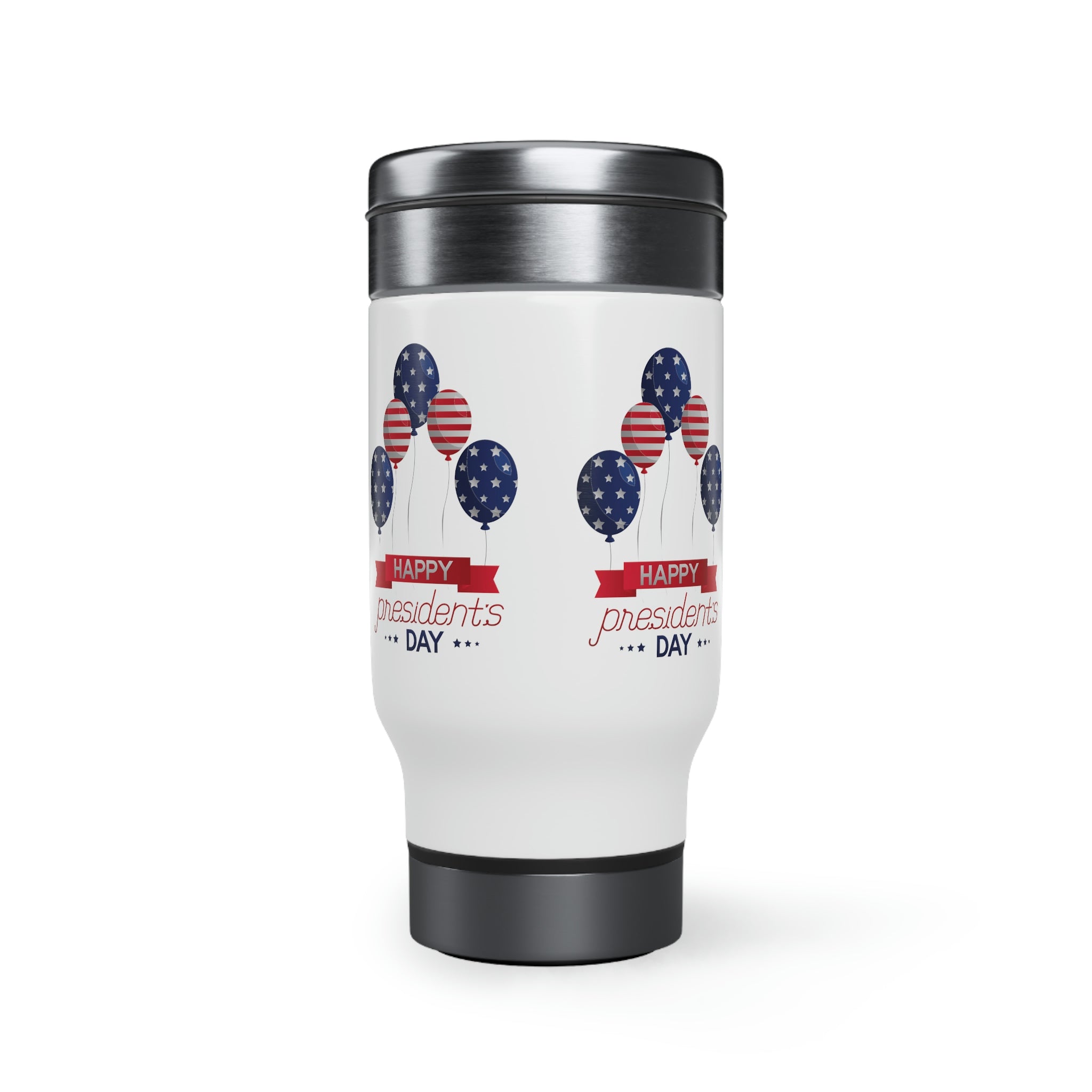 Happy Valentine's Day Stars & Stripe Stainless Steel Travel Mug with Handle, 14oz