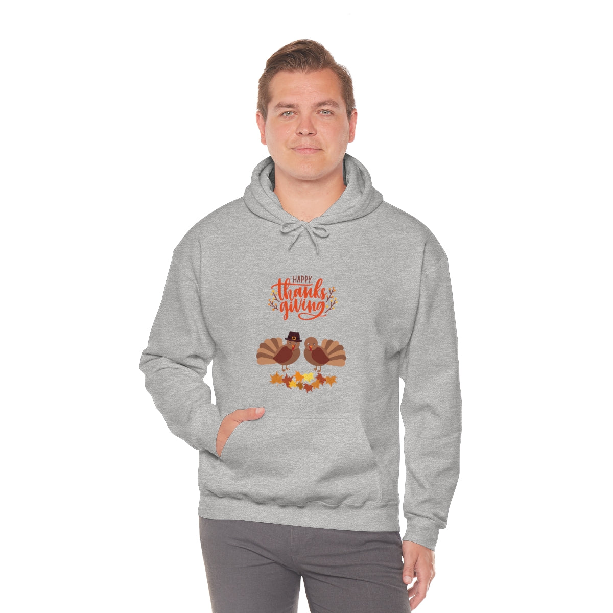 Cute Thanksgiving Turkey Pilgrims Unisex Heavy Blend™ Hooded Sweatshirt