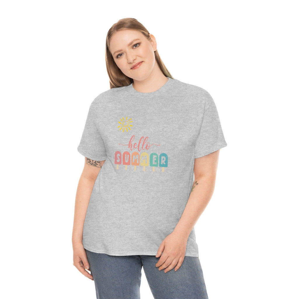 Sunny Hello Summer Unisex Heavy Cotton Tee