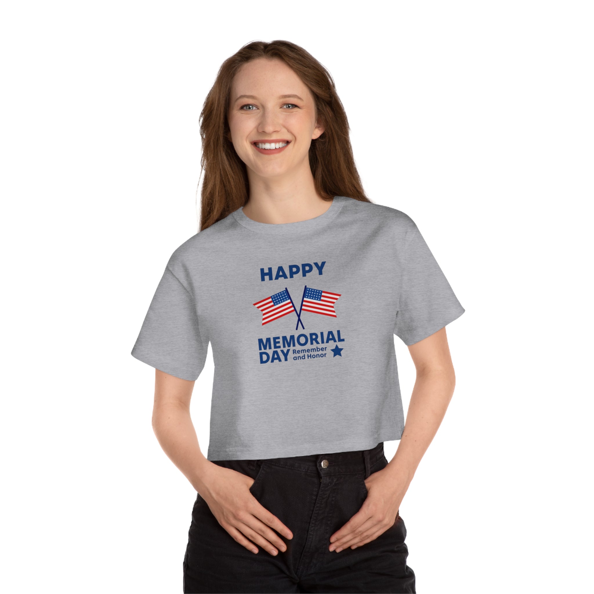 Happy Memorial Day Champion Women's Heritage Cropped T-Shirt