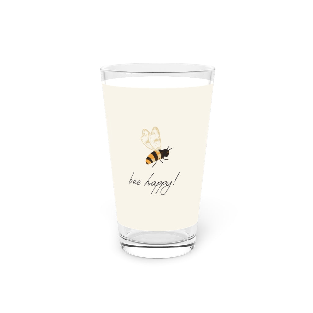 Bee Happy Pint Glass, 16oz