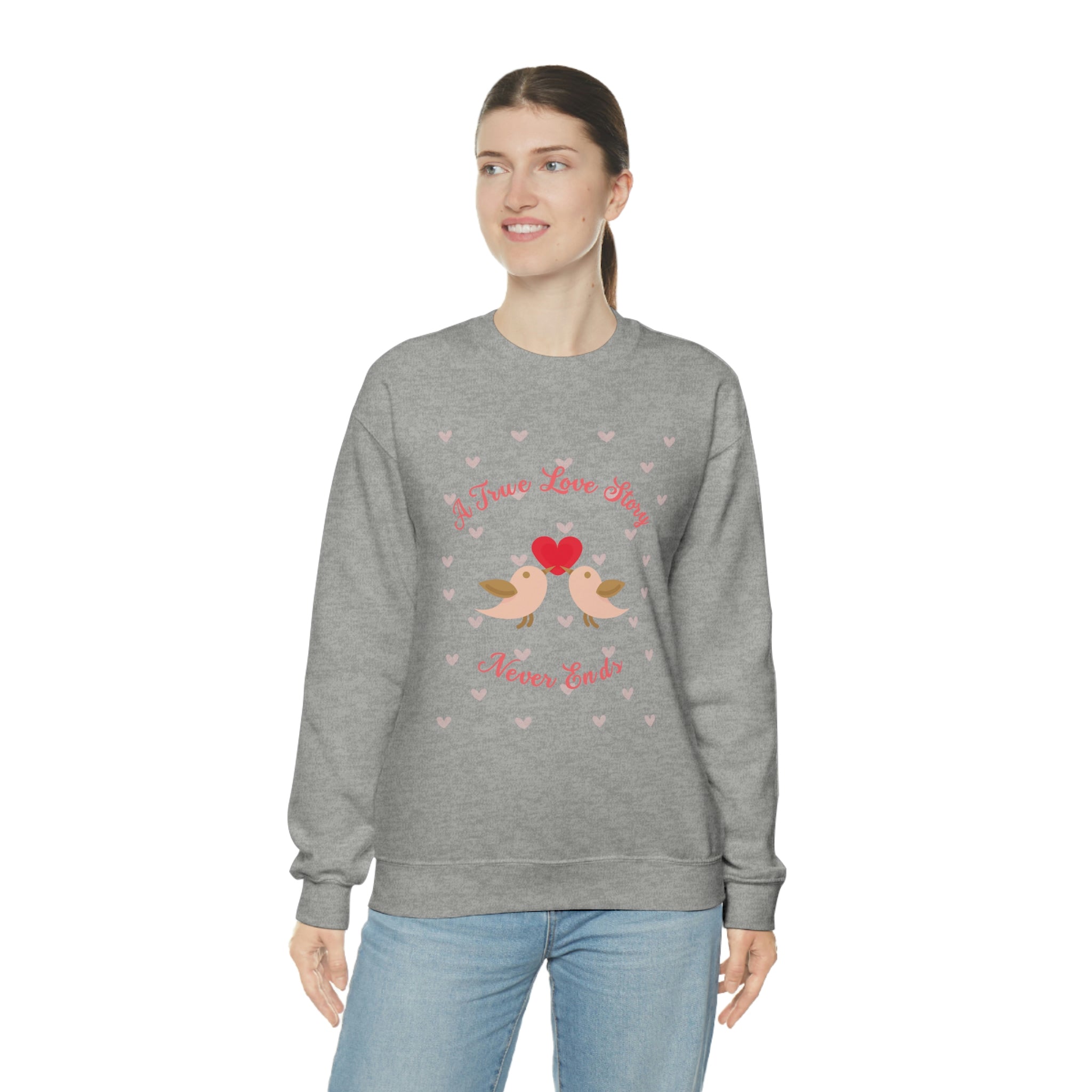 A True Love Story Never Ends Unisex Heavy Blend™ Crewneck Sweatshirt