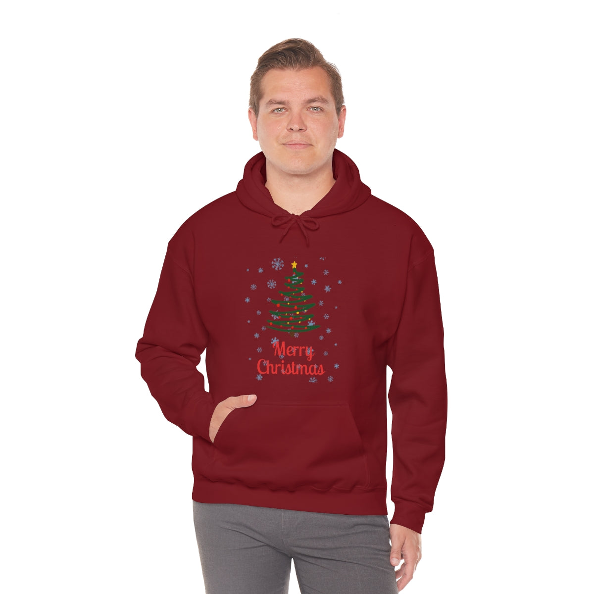 Merry Christmas Tree Unisex Heavy Blend™ Hooded Sweatshirt