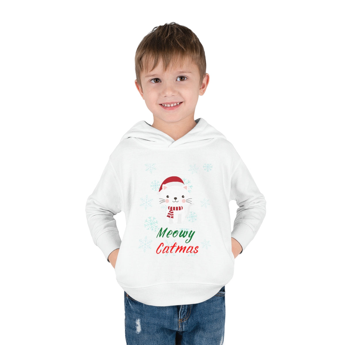 Meowy Catmas Toddler Pullover Fleece Hoodie