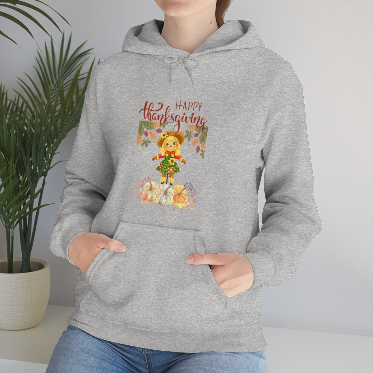 Scarecrow Happy Thanksgiving Unisex Heavy Blend™ Hooded Sweatshirt