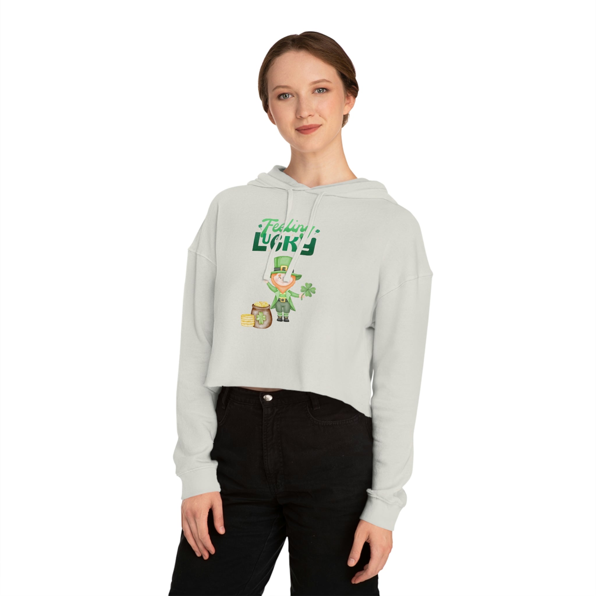 Feeling Lucky Women’s Cropped Hooded Sweatshirt